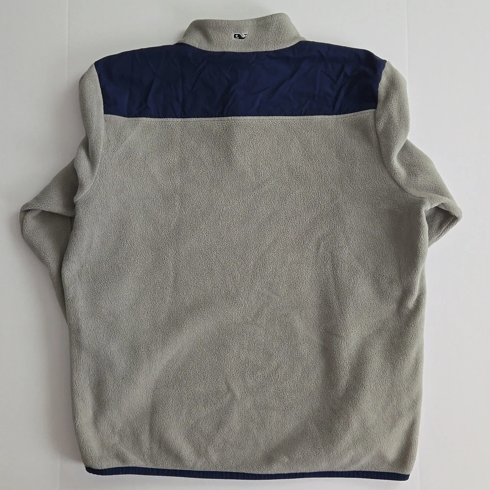 Vineyard Vines Men’s XXL Gray Navy Fleece Quarter Snap Pullover Sweater